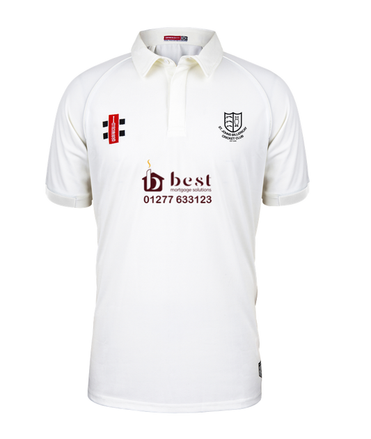 ST JOHNS BILLERICAY CC SENIOR MATRIX SS CRICKET SHIRT IVORY