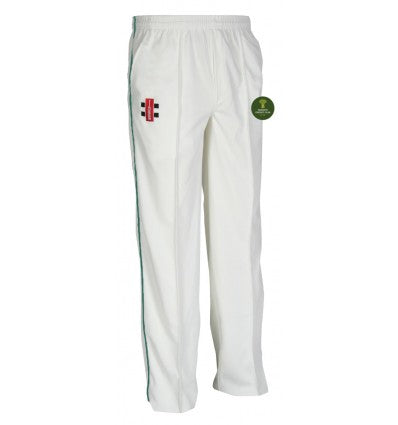 RANKIN'S CC JUNIOR MATRIX CRICKET TROUSERS GREEN TRIM